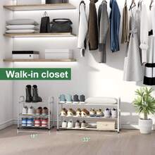 White Shoe Rack For Closet, 3-Tier Expandable Shoe Organizer For Closet, Adjustable Metal Shoe Storage Organizer, Freestanding Shoe Rack, 41971896 - Yellow - View 5