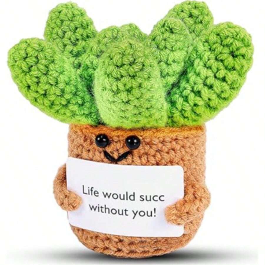 1 pièce Plante succulente positive au crochet Merci Anniversaire, Pâques Fête des Mères, La vie serait une succulente pour les femmes, les hommes, les mamans, les papas, les amis, les épouses, les collègues. Mignon, attentionné et remplissant le cœur - Cette petite plante succulente au crochet fond immédiatement le cœur à l'ouverture de l'emballage. - Multicolore - Voir 1