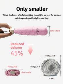 1 pieza Paraguas portátil, paraguas plegable ligero resistente a los rayos UV con bolsa de transporte, armazón de metal, anti-UV, diseño mini, adecuado para días soleados y lluviosos - A - Ver 9