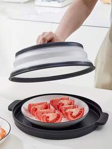 2pcs (Food Cover + Tray) Foldable Microwave Oven Splash Cover - Transparent, Multi-Layered, Dishwasher Cleanable Food Cover, Suitable For Microwave Ovens, Kitchen Splash Covers | Ventilation Cover | Multi-Layered Structure, Microwave Oven Food Cover - Solid Color - View 3