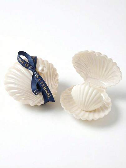 1/5/10pcs,White Shell Aromatherapy Candle | Pearl [Blue/Pink Ribbon] Handmade Soy Wax Smokeless Long Lasting Fragrance | Ins Style High Aesthetic Atmosphere | Bedroom Sleep Aid Bathing Table Date Night Wedding Anniversary Valentine's Day Birthday Gift Home Decoration