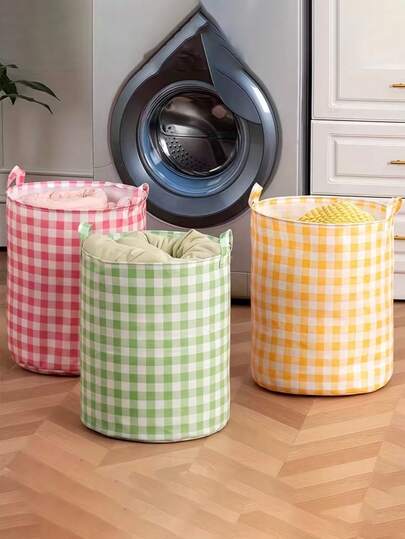 1pc Foldable Non-Woven Fabric Laundry Basket, Home Storage Basket, Bathroom Dirty Clothes Bin, Toy Storage Bucket, Washing Basket