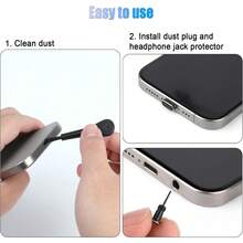 防尘硅胶塞 8 件装 USB-C 防尘塞 铝制硅胶 USB-C 端口盖，带清洁套装，防尘充电端口保护盖，手机防尘塞，兼容 15/16 系列及所有 Type-C 设备，春季派对礼物 - 多色 - 查看 5