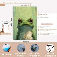 Fashionable Green Frog Canvas Art - Vibrant Colors, Optional Frames, Suitable For Living Room, Bedroom, Office And Other Wall Decor - Durable Waterproof Oil-Based Poster, Framed Wall Art - Multicolor - View 11