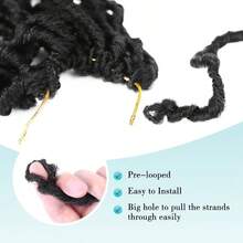 Set Of 3 Packs 8 Inch Short Faux Locs Crochet Hair Synthetic Dreadlock Crochet Hair Designed For Everyday Use Distressed Butterfly Locs For Women, Pre-Looped & Easy To Install Very Suitable For Daily Use As Well As Parties. - Multicolor - View 2