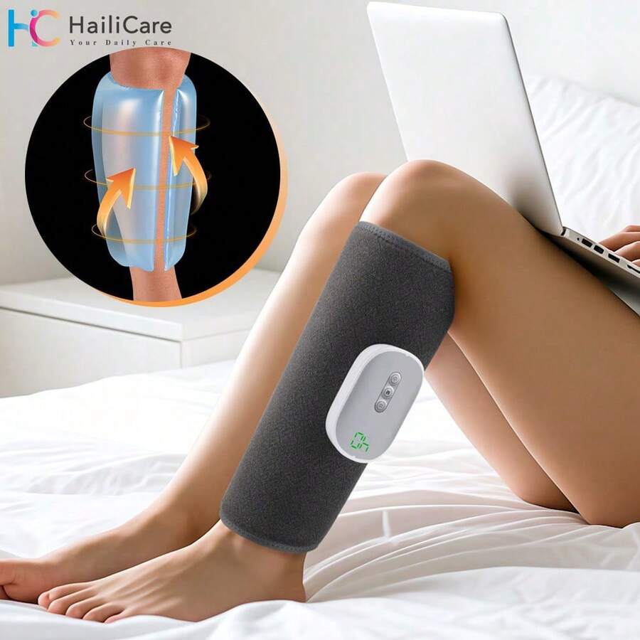 Hailicare Wireless Calf Massager, 4 Modes 8 Intensities Air Pressure Leg Massager, 1800mAh USB Rechargeable, Portable Muscle Relaxation For Home Daily Use - Màu xám đen - Xem 1