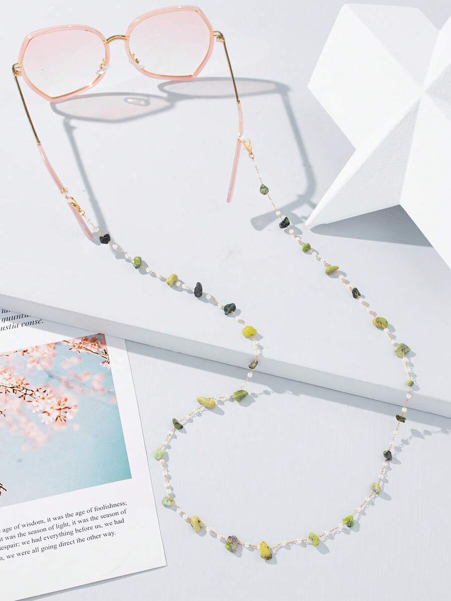 1条多色宝石眼镜链，适合日常佩戴 - 綠色-081 - 查看 1