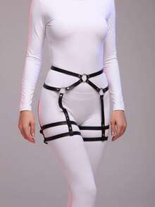 Gothic Punk Thigh Garter, Adjustable PU Leather Leg Straps, Y2K Waist Chain Style Harness For Women Daily & Festival Wear - Multicolor - View 12