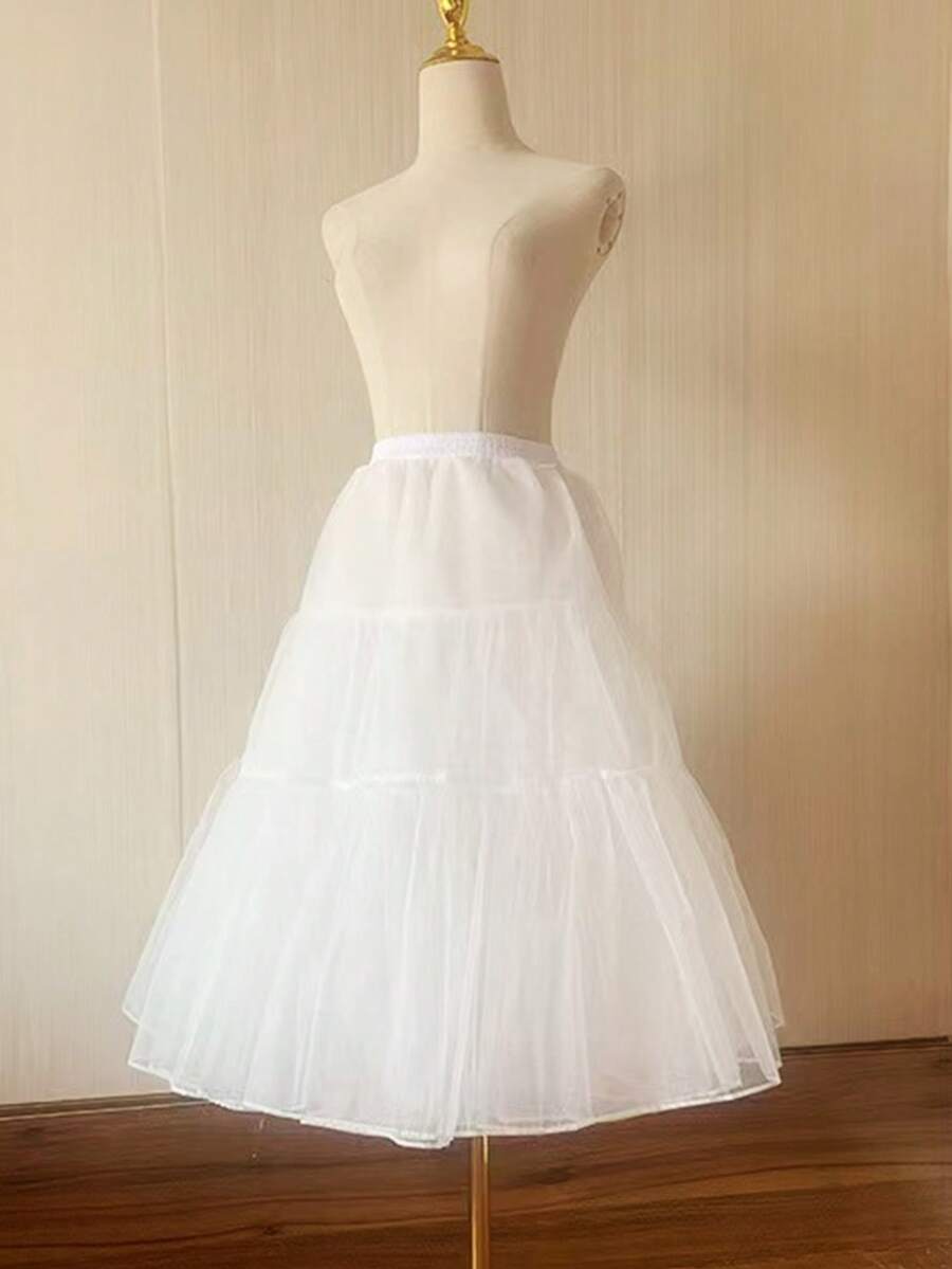 Adjustable Lolita Petticoat, 80cm/70cm/60cm/40cm/30cm Length, 2-Layer/4-Layer Crystal Tulle Underskirt, Soft Girl Fluffy Skirt, Suitable For Wedding, Party, Cosplay - 彩色 - 查看 1