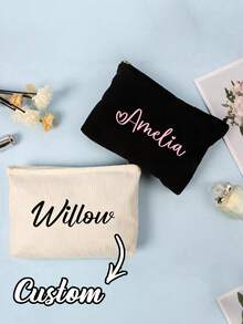 Custom Name Makeup Bag, Personalized Corduroy Makeup Pouch Custom, Sanitary Napkin Storage Bag, Travel Makeup Bag, Personalized Storage Bag, Mother's Day Gift - Multicolor - View 4