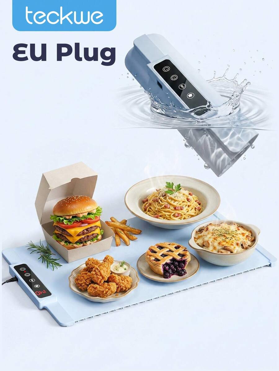 Teckwe Electric Heating Cutting Board Food Warming Tray | Food Warming Mat With Heat-Resistant Pad, 10s Fast Heating, 24X15 Inch, 5-Level Temp 4 Timer, Child Lock , Food Warmer Chafing Dishes For Buffet-EU Plug - EU C Type Plug(220-240V) - View 1