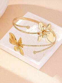 1 pieza Brazalete de mujer con colgante calado de moda, elegante atuendo de resort - Oro - Ver 9