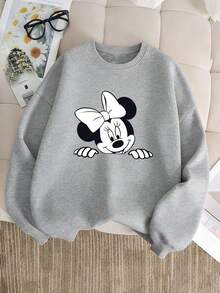 Officially Licensed Disney Minnie Mouse Kids Sweatshirt 2-14 Boys Girls Lightweight Breathable Pullover For School Play All Seasons Express Delivery - 灰色 - 查看 1