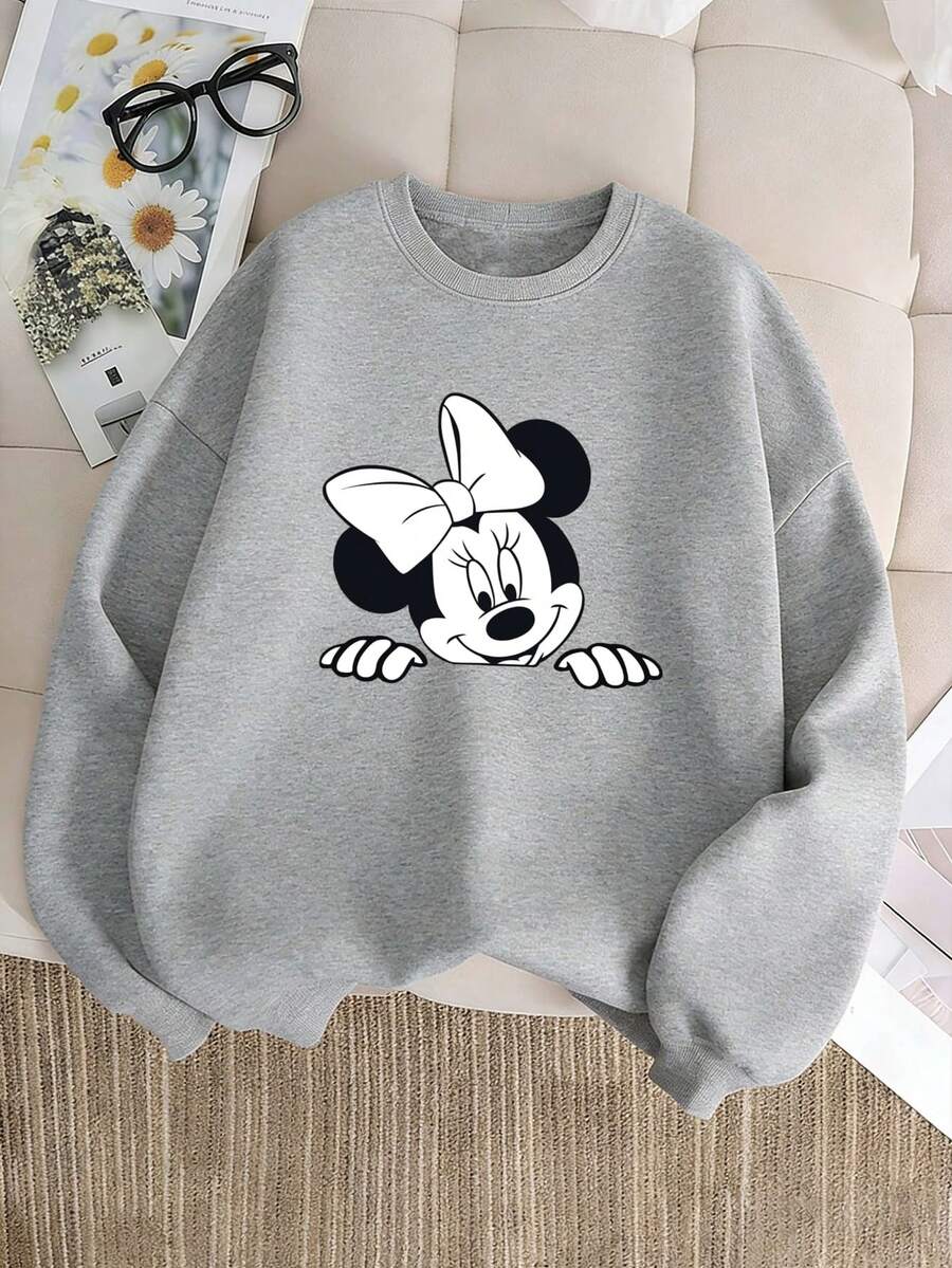Officially Licensed Disney Minnie Mouse Kids Sweatshirt 2-14 Boys Girls Lightweight Breathable Pullover For School Play All Seasons Express Delivery - 灰色 - 查看 1