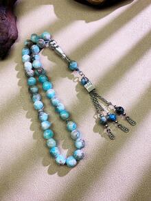 1条33颗玻璃珠手链，方形装饰，经典时尚，适合男士日常佩戴。TASBIH - 灰色 - 查看 8