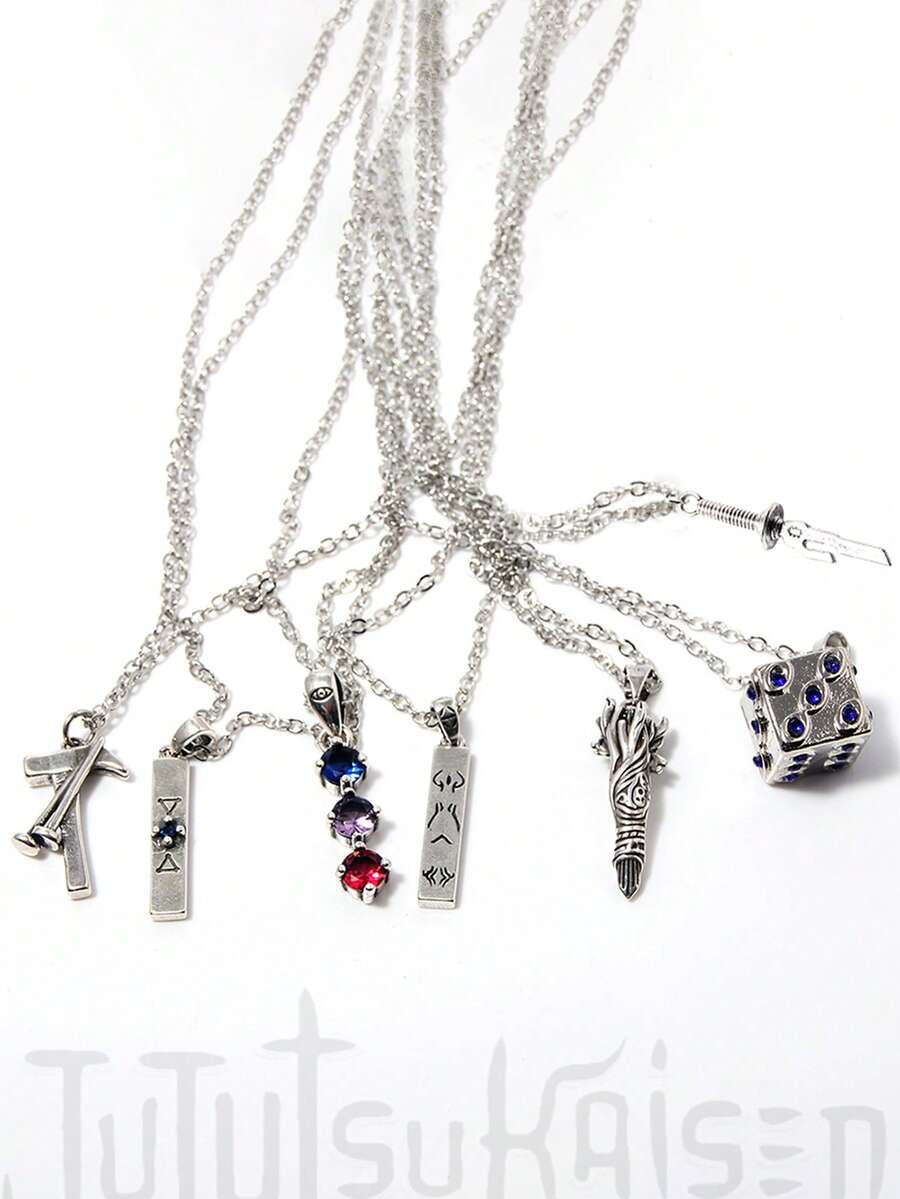 Jujutsu Kaisen 1件动漫不锈钢恶魔之眼骰子吊坠项链，时尚朋克风项链吊坠，适合五条悟、悠仁、宿傩、野蔷薇、惠等角色，可爱、时尚、个性化、百搭，适合情侣、生日礼物、男女通用项链，适合搭配卫衣、连帽衫、衬衫、T恤、西装等。