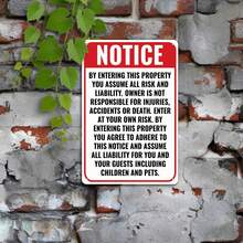 [2D Flat] 1pc Metal Sign, With "Enter At Your Own Risk" - We Do Not Assume Any Responsibility For Accidents Or Injuries. This Decorative Wall Plaque Measures 20*30cm/8*12in, Unframed, Making It A Great Gift Idea - Multicolor - View 3