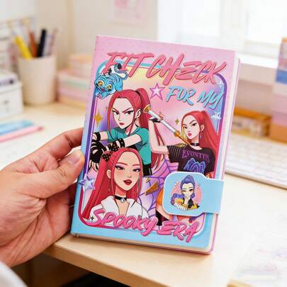 1pc The 2026 New Girl Group Magnetic Notebook Features Popular Manga And Cartoon Peripherals, With A Magnetic Opening And Closing Design That Is Exquisite, Portable, And High-End. The Inner Pages Are Thick And Smooth, With No Ink Bleeding During Writing. Multiple High-Value Patterns Are Randomly Shipped, Giving Off A Girlish Vibe. Giving Gifts During The School Season, New Year's Day, Valentine's Day, And Easter Is Extremely Prestigious, Practical And Thoughtful For Friends And Family, With A
