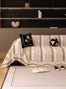 1pc Bohemian Style Sofa Throw Blanket, Geometric Pattern Sofa Cover, Pet Proof Sofa Protector, Machine Washable Home Decor Suitable For L-Shaped Sectional, Loveseat, Couch, Sofa (Sold Separately), Holiday Decoration - Coffee Brown - View 4