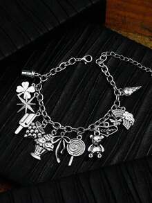 1pc Personalized Letter, Heart, Charm Bracelet Women Valentines DS3M - Antique Silver - 查看 2
