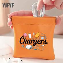 Bolsa organizadora impresa para cargadores y cables - Disponible en múltiples colores (rosa, verde, amarillo, azul) - Un organizador de bolso para cables de datos/unidades USB/baterías portátiles y teléfonos móviles, adecuado para la oficina, viajes, etc. - Amarillo - Ver 6