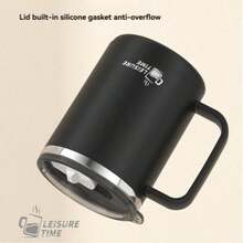 1pc Stainless Steel Portable Sealed Office Coffee/Tea/Milk Cup With Lid, Travel Mug - Multicolor - View 9