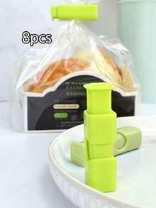 8/4/1 piezas Clips de sellado de alimentos, herramienta reutilizable de almacenamiento de alimentos frescos, clips de sellado de plástico para aperitivos, pan, almacenamiento de cocina (color aleatorio) - Verde - Ver 9
