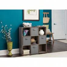 ClosetMaid Cubeicals 9 Cube Storage Shelf Organizer Bookshelf, Stackable, Square Shape, Easy Assembly, Wood, Natural Gray - Natural Gray Finish + 9-cube - View 2