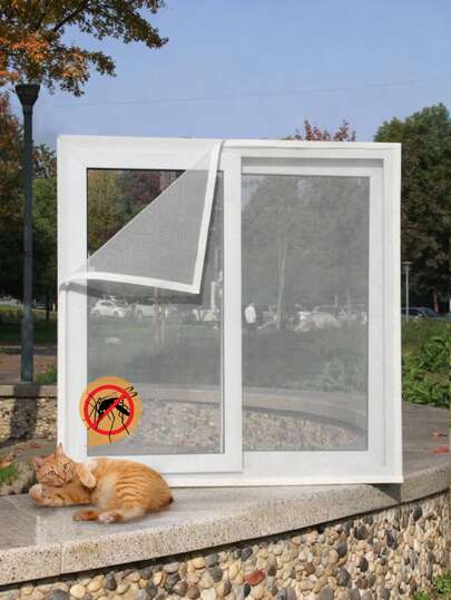 Adjustable No-Drill Insect Screen For Windows – Nano PP Mesh, Dual-Sided Breathable Bug Barrier, Tool-Free DIY Fit For Hanging & Sliding Frames, Washable & Reusable Home Essentials