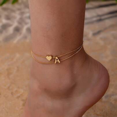 1pc Geometric Minimalist Design Letter Anklet For Women