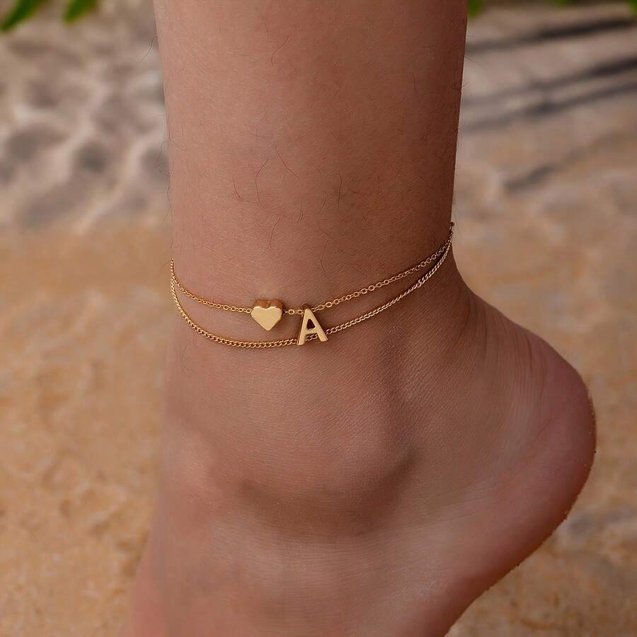 1pc Geometric Minimalist Design Letter Anklet For Women - Multicolor - View 1