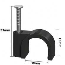 100pcs Steel Nail Cable Clips, Round Cable Management Clips 10mm - For Electrical, Ethernet, Dish Wire & Coax Cable (Black) - A - View 7
