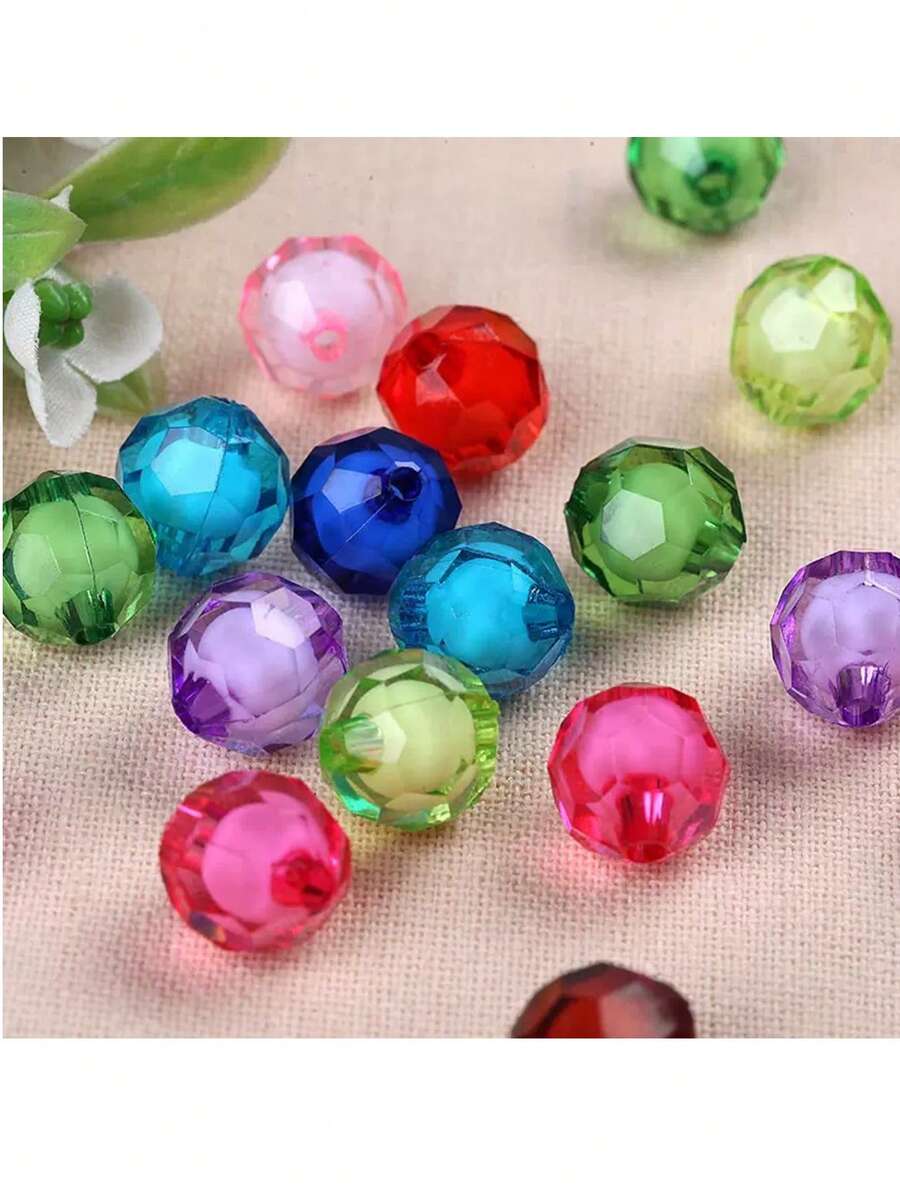 500pcs 8mm 32-Facet Acrylic Beads, DIY Jewelry Making, Craft Beads For Jewelry, Curtain Beads, Flower Pot Beads - Multicolor - View 1