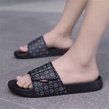 男女通用可调节魔术贴圆形图案拖鞋，柔软鞋垫，轻便灵活，休闲室内穿着，圣诞礼物 - 黑色 - 查看 4