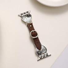 1 pieza Correa de reloj con forma de caballo/corazón retro, material de cuero sintético con hebilla plegable, compatible con Apple Watch de 38mm-49mm Series - Sin Molde - Ver 14