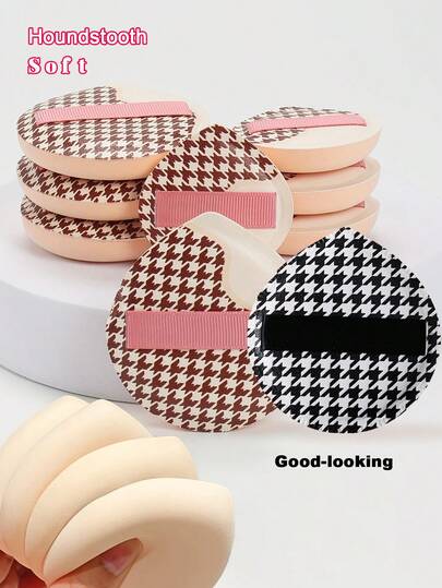 4 piezas/2 piezas/1 pieza Esponja de maquillaje con patrón de pata de gallo, borla de polvo triangular suave y esponjosa, esponja de maquillaje reutilizable y lavable, adecuada para polvos sueltos, base, uso seco y húmedo, esponja de poliuretano hidrófilo, no absorbente, aplicación ligera, ideal para principiantes, artículo esencial de maquillaje, unisex, regalo de vuelta a la escuela, adecuado para todos los maquillajes líquidos, en crema y en polvo, herramienta de maquillaje de contorneado, herramienta de maquillaje de alta calidad