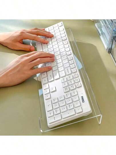 1 Acrylic Keyboard Stand - Available In 2 Colors. Compact Desk Riser For Keyboards And Mini PCs. Space-Saving Design, Ideal For Modern Offices | Stylish Keyboard Tray | Durable Plastic Base Office Office Supplies Storage Box Box Funds Office Accessories Desktop Organizer Office Desk Accessories Office Desk Accessories Office Decoration Teacher's Day School Pencil Case(Anti-Slip Strip Length Is Random)