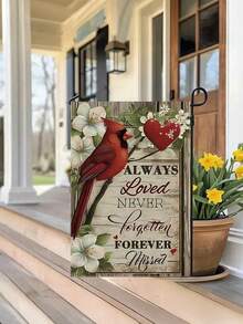 1pc 12x18inch Garden Flag Memorial Garden Flag Always Loved, Never Forgotten Cardinal Decor For Seasonal Outdoor Celebrations, Festive Yard Banner, Indoor/Outdoor Home Decoration For Holidays And Events - 彩色 - 查看 3