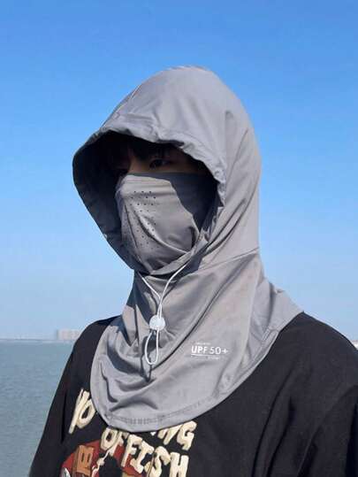 1件装男女通用冰丝防晒面罩，耳挂式颈套，户外防晒骑行面罩，夏季