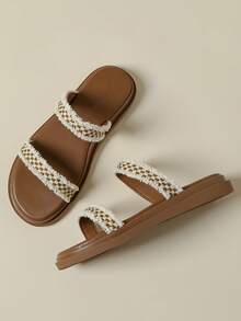 2026新款系带流苏凉鞋，适合海滩穿着，波西米亚风格，舒适柔软鞋底，透气性佳，撞色设计，编织渔夫鞋，休闲优雅，轻便舒适，适合春秋季穿着，棕色，小码33-34，大码42-43 - 棕色 - 查看 5