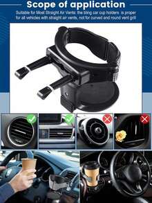 1pc Black & White Crystal Car Cup Holder, Air Vent Mounted Cup Holder Accessory - A - View 4