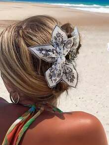 1pc Bohemian Style Cashew Flower Bow Hair Clip, Suitable For Vacation And Various Holiday Photo Shoots - Multicolor - View 5