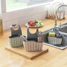 1pc Portable Faucet Hanging Bag, Sink Storage Basket, Dish Drying Rack, Kitchen Essential, Back To School - Beige - View 6