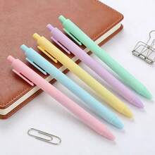 5pcs Macaron Color Medium Point Pens, 0.5mm Black Ideal For Writing, Journaling, Drawing, Coloring, Note-Taking, College Supplies,Ballpoint Pens,Pens Ballpoint,Gel Pens,Smooth Writing Pens For Office School Business Note Taking - 5pcs - View 7