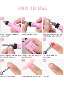 18-Piece Professional Electric Nail Drill Kit: Low-Noise Manicure & Pedicure Set With Grinding Heads For Gel Removal, Polishing, And Salon-Quality Nail Art - 粉色 - 查看 8