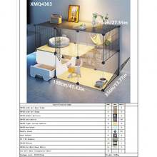 Indoor Cat Cage With Litter Box, 1 Bedroom 1 Bathroom Cat House, Cat Villa - Multicolor - View 7