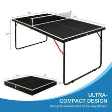 4.5ft Black Table Tennis Table Foldable & Portable Ping Pong Table Set With Net And 2 Ping Pong Paddles For Indoor Outdoor Game - Black + MDF - 查看 6