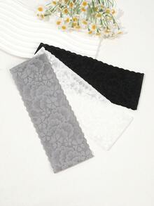 1Pc Lace Pattern Wide Headband, 3 Color Options, Minimalist & Retro, Versatile Headwear For Daily Outing/Home/Sports Holiday Essential Hair Accessories Summer Beach Hair Bands,Travel - Multicolor - View 1