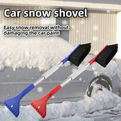 2-In-1 Car Snow Shovel & Ice Chopper With Ergonomic Foam Handle & Detachable Ice Chopper Head - Heavy-Duty Winter Snow Removal Tool With Non-Slip Grip, All-In-One Snow Brush & Shovel For Cars, Driveways, Sidewalks - Easy Storage & Maintenance Premium Ice Scraper With Squeegee For Car Windshield - Durable Snow Brush & Ice Remover, Essential Auto Accessory