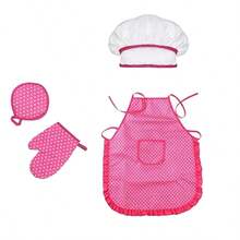 4pcs Kids Chef Cooking & Baking Set, Includes Apron, Chef Hat And Cooking Utensils, Dress Up And Pretend Play Kitchen Toys, Birthday Gift For Girls And Boys - Multicolor - View 2